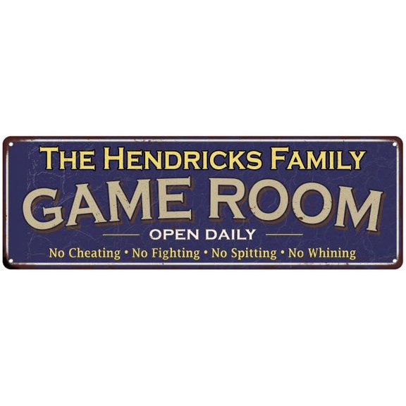 The Hendricks Family Blue Game Room Metal 6x18 Sign 106180037962