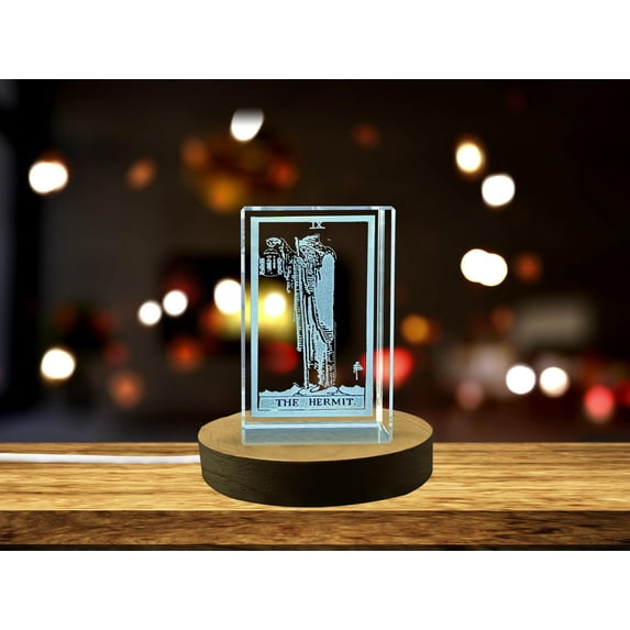 The Hermit 3D Engraved Crystal - A Unique Crystal Gift for Spiritual Lovers