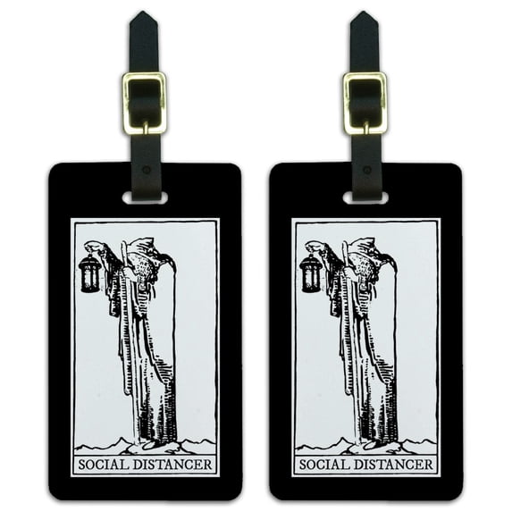 The Hermit Social Distancer Luggage ID Tags Suitcase Carry-On Cards - Set of 2