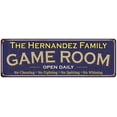 thumbnail image 1 of The Hernandez Family Gift Blue Game Room Metal 6x18 Sign 206180037929, 1 of 1