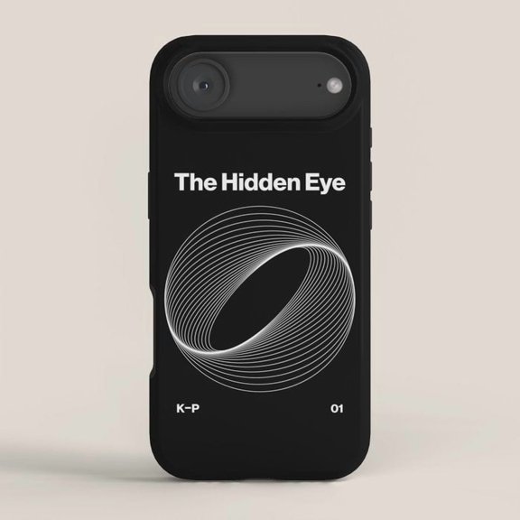 The Hidden Eye Black and White Optical Line Art Tough Case for Apple iPhone, Polycarbonate Shell with TPU Liner