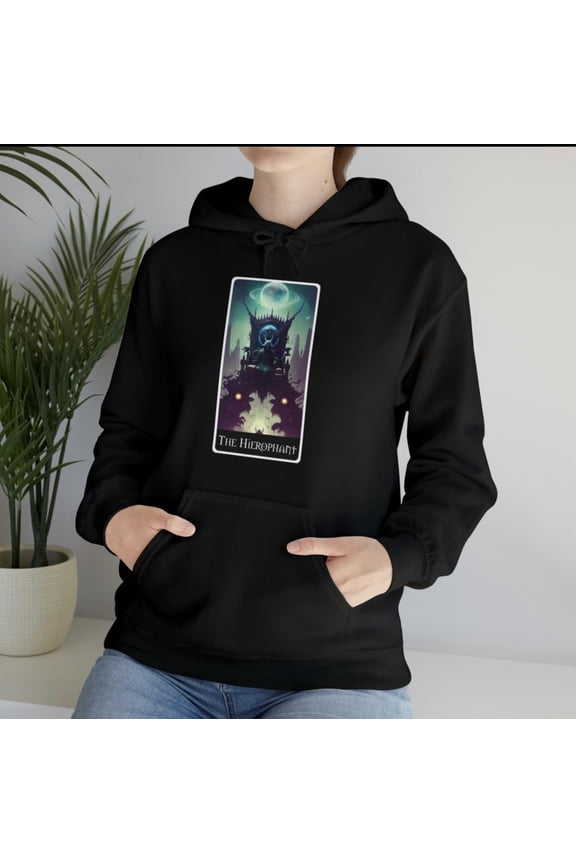 The Hierophant Tarot Card Hoodie Unisex COLORS Small Medium Large XL 2XL 3XL 4XL 5XL Alternative Apparel Gothic Psychic Witch Gift Halloween (Navy, 3XL)