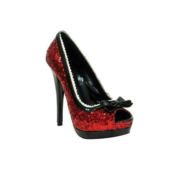 The Highest Heel Eternity 21 - Open Toe 5" Red Glitter Platform Pump Adult 7 Female