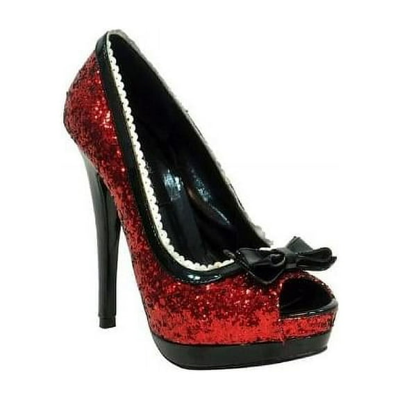 The Highest Heel Eternity 21 - Open Toe 5" Red Glitter Platform Pump Adult 7 Female