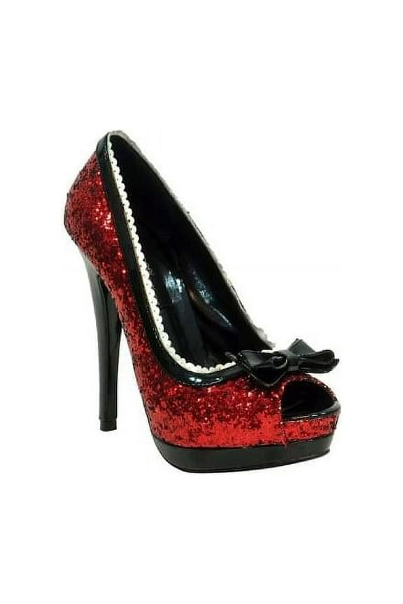 Eternity 21 - Open Toe 5" Red Glitter Platform Pump Adult 7 Female