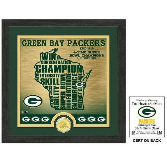 The Highland Mint Green Bay Packers ''State'' Bronze Coin Photo Mint