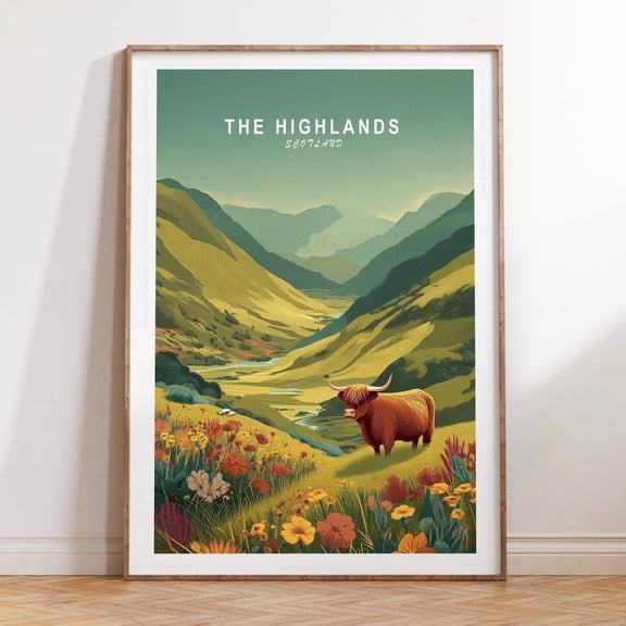 The Highlands Scotland Rugged Mountain Wall Art, Unframed Canvas Size 16x24