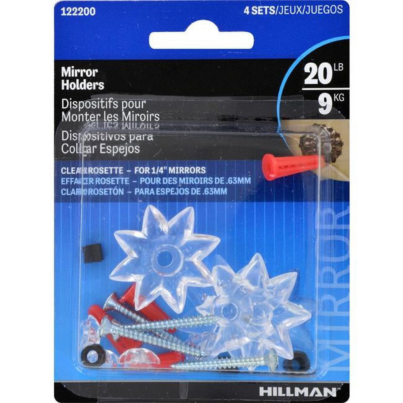 Clear Acrylic Rosette Mirror & Picture Holders, 4-Pack