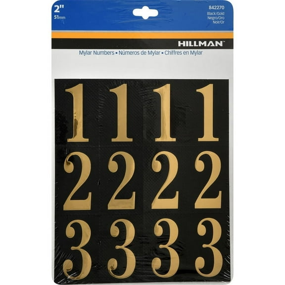 The Hillman Group 2" Numbers Kit, Gold/Black