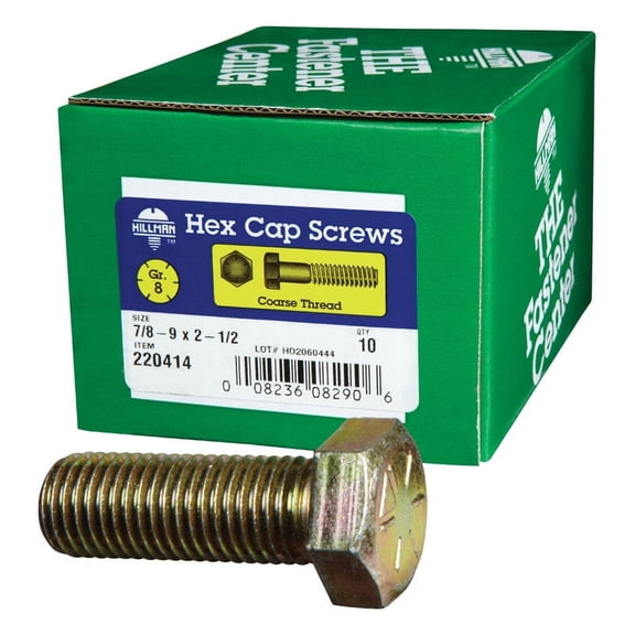 Hillman 7/8" Yellow Dichromate Grade 8 Steel Hex Head Cap Screw