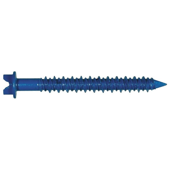Hillman Hex Washer Head Slotted Concrete Screw Anchor - Steel, Blue - 100-Pack, 3/16 x 2-1/4 In