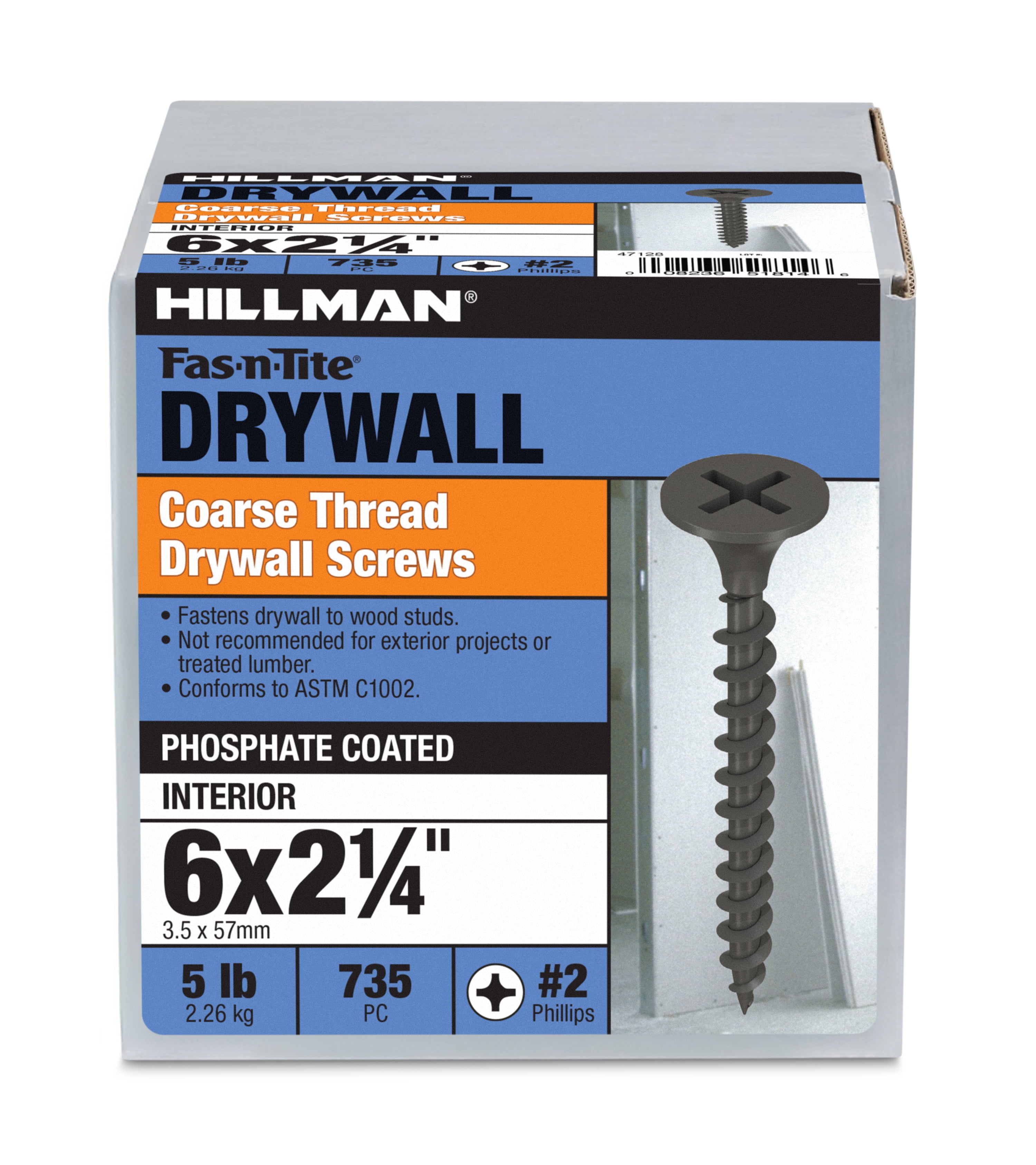 Hillman Fasteners No. 6 x 2-1/4 in. Coarse Thread Phillips Drywall Screws, 5 lb Box