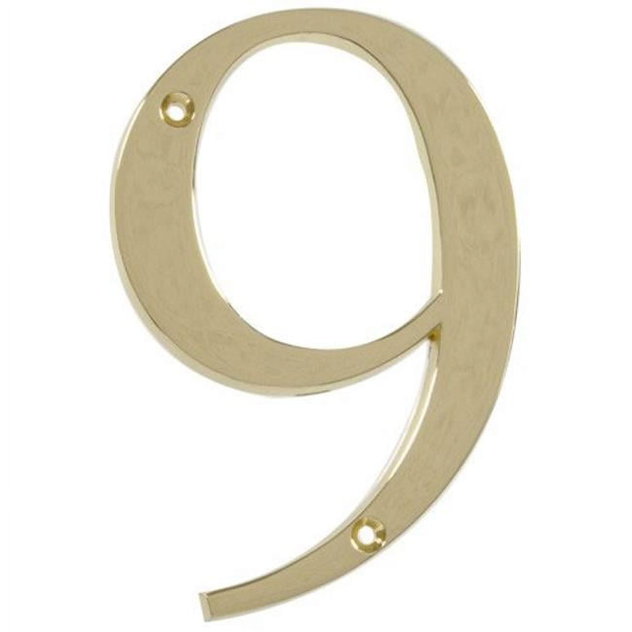 Hillman Group 843159 4 in. Brass Distinctions Zinc Die-Cast Flush Mount House Number - 9 - 3 Piece