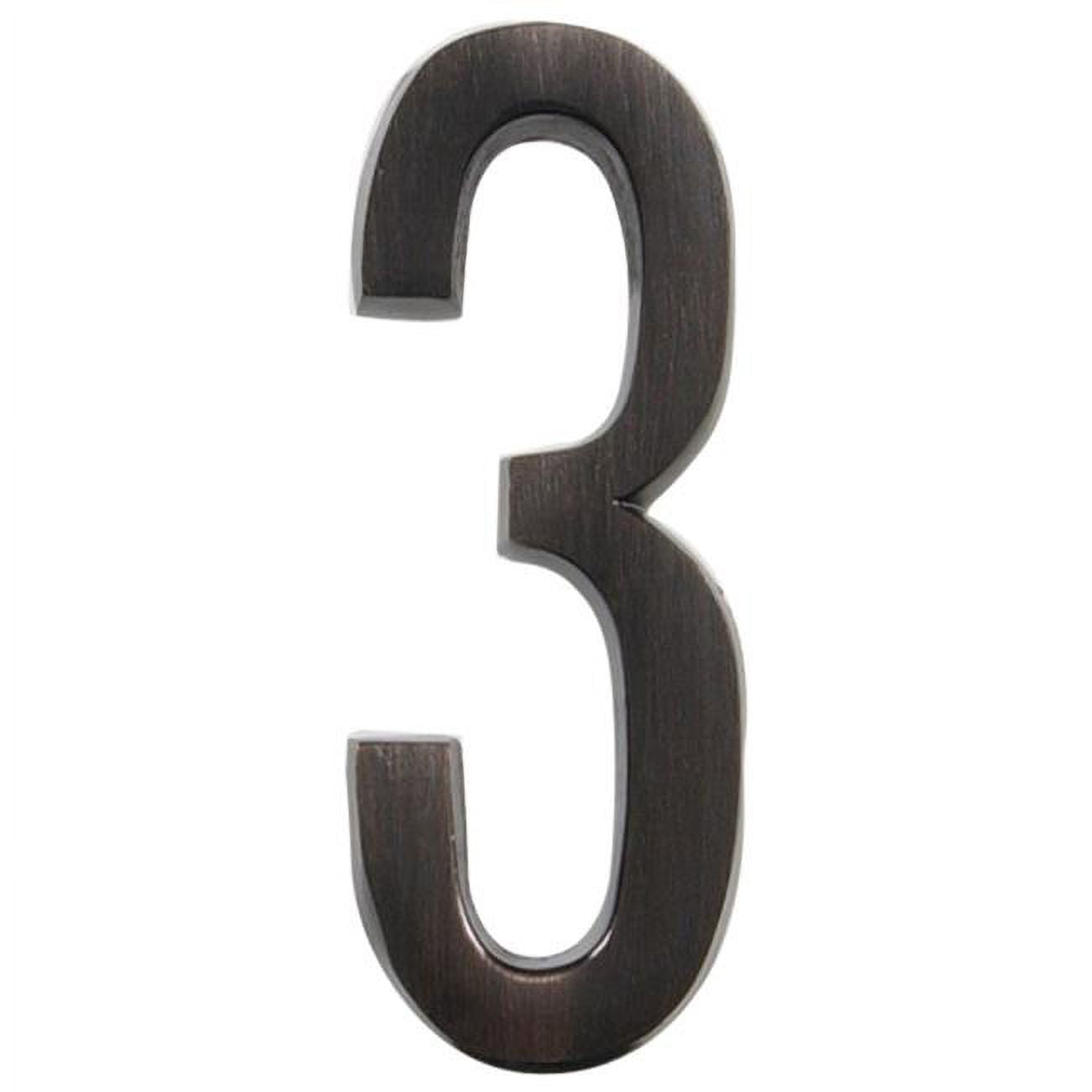 The Hillman Group 843257 4 in. Bronze Aged Distinctions Zinc Die-Cast Adhesive Plaque Number - 3 - 3 Piece