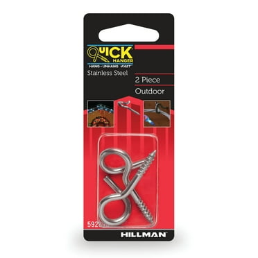 The Hillman Group, Quick Hanger, Open Screw Eye for Outdoor Use, Stainless Steel, 2 Pack