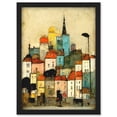 thumbnail image 1 of The Hillside Village Townhouse Illustration Artwork Framed Wall Art Print A4, 1 of 4