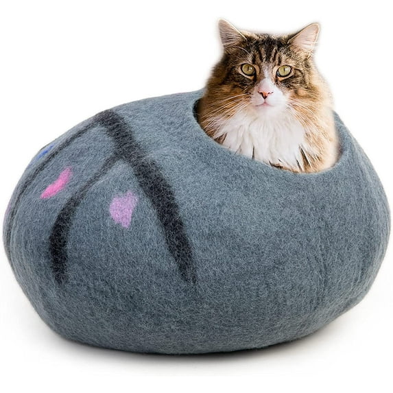 The Himalayan Bazaar Small 1-in-1 Eco-Friendly Felt Cat Bed with Removable Mat, Enchanted Tree