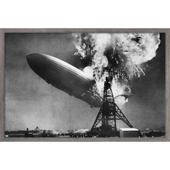 The Hindenburg Disaster Wall Poster, 14.725" x 22.375", Framed