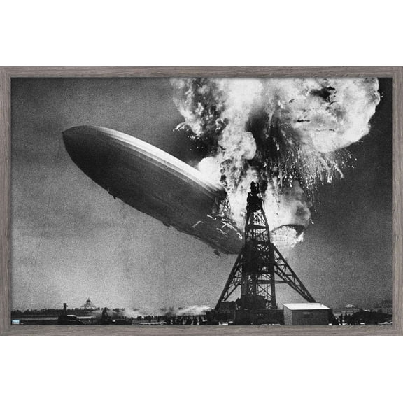 The Hindenburg Disaster Wall Poster, 22.375" x 34", Framed