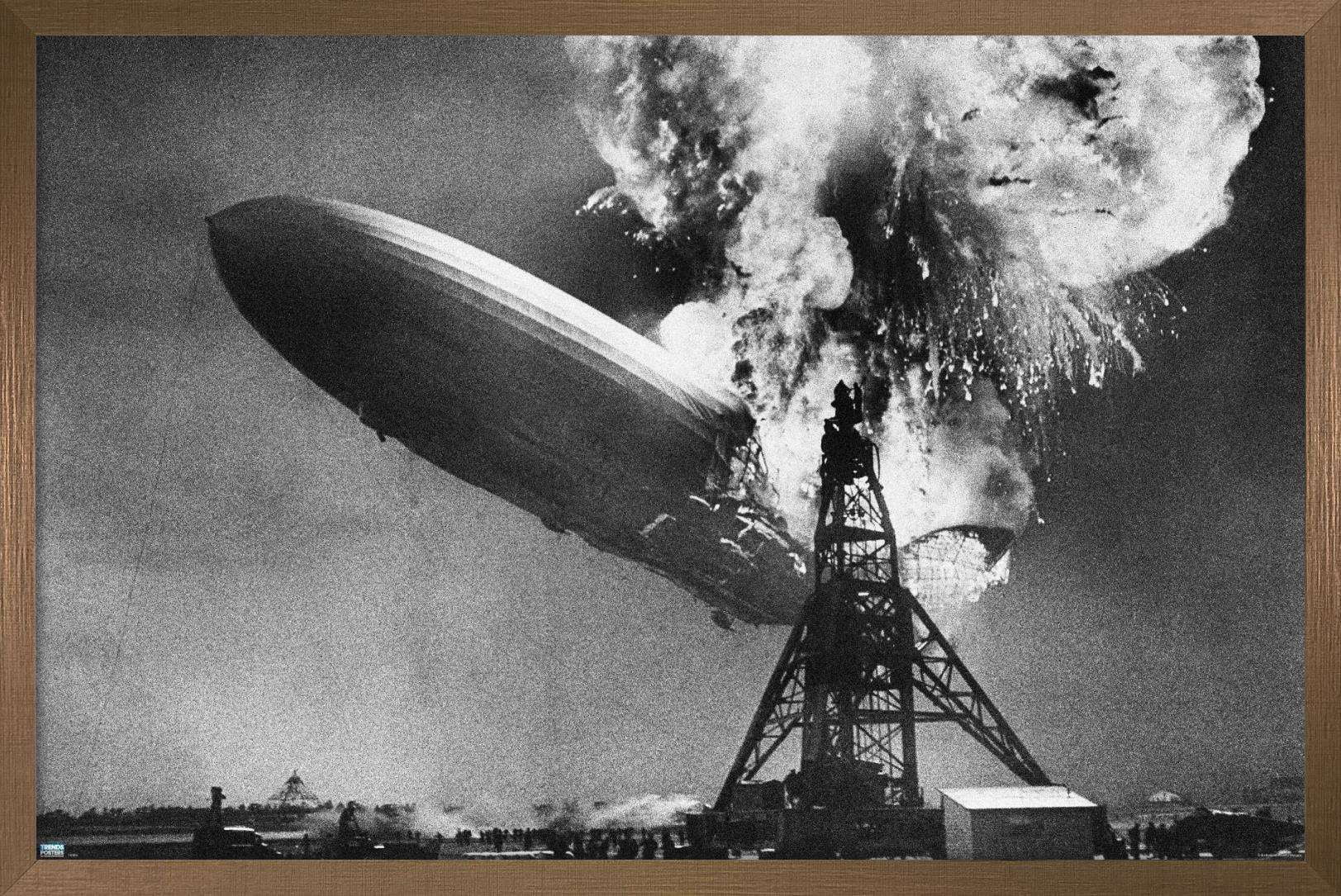 The Hindenburg Disaster Wall Poster, 22.375" x 34", Framed