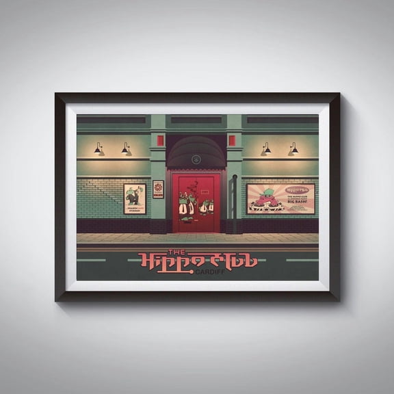 The Hippo Club Cardiff Nightclub 90s Rave Architecture, Stretched Canvas 8x10in