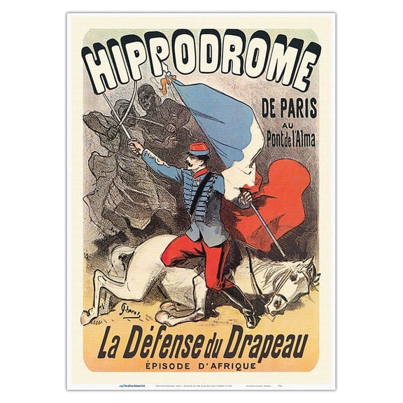 The Hippodrome Theatre of Paris - Defense of the Flag (Africa Episode) - Vintage Theater Poster by Jules Chéret c.1900 - Master Art Print 10in x 14in