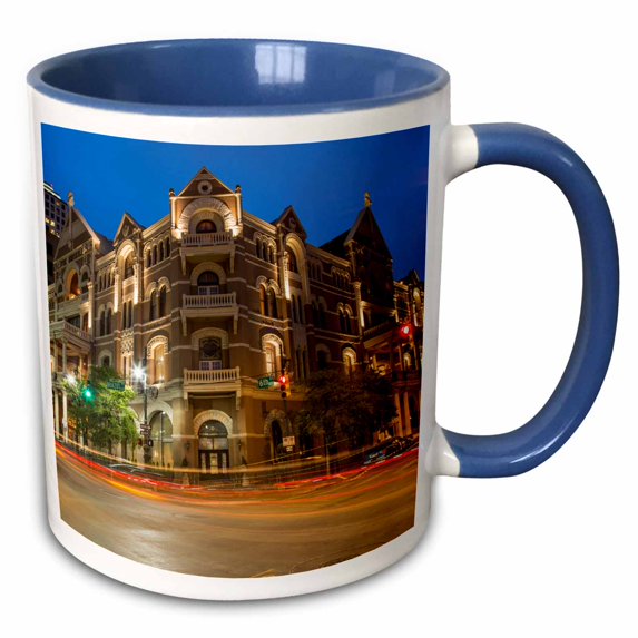 3drose, the Historic Driskell Hotel on Sixth Street, Austin, Texas, Usa, 11oz Two-tone Blue Mug