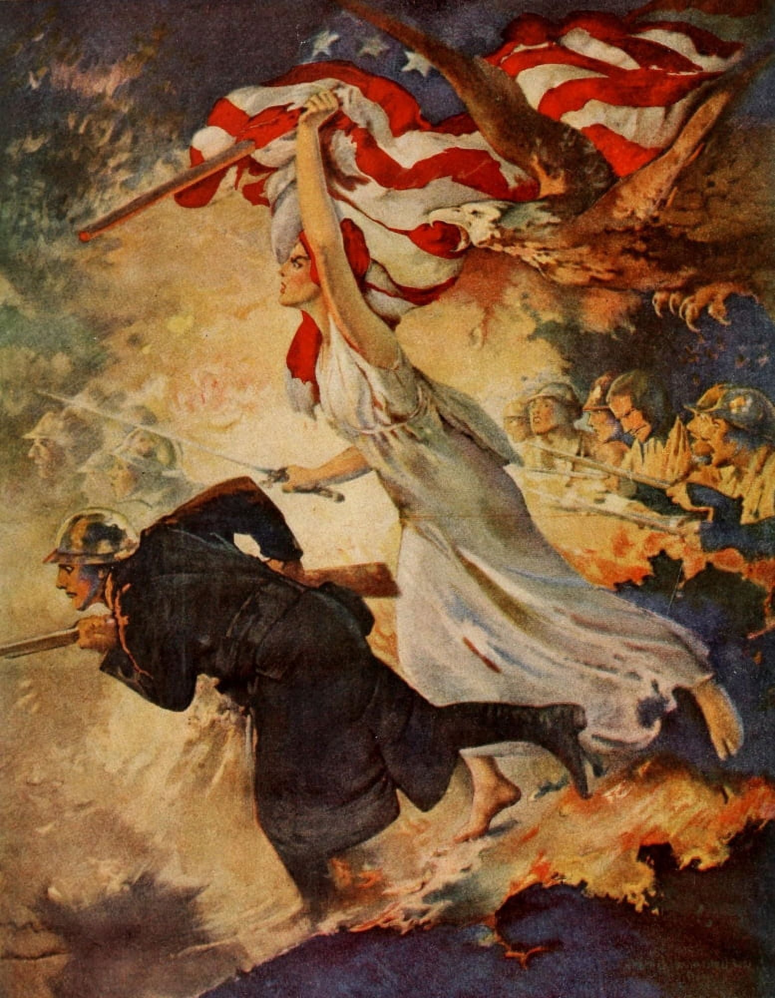 The History of the World War 1917 Carry On Canvas Art - Edwin H Blashfield (18 x 24)