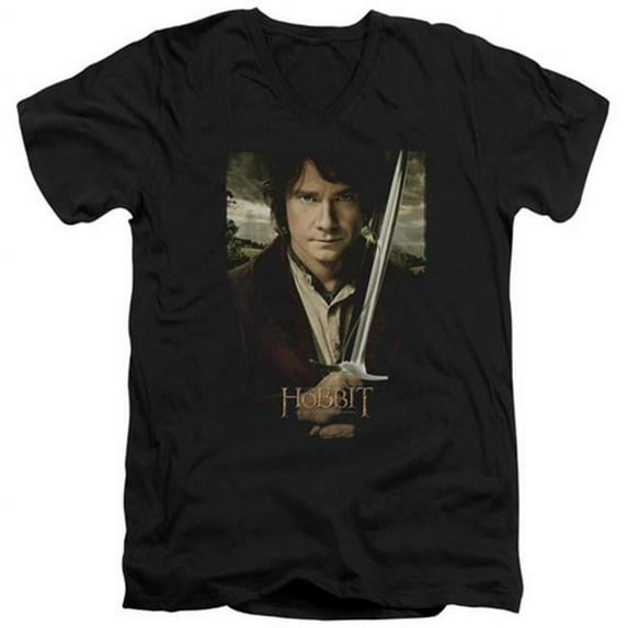 The Hobbit-Baggins Poster Short Sleeve Adult V-Neck 30-1 Tee - Black - Medium
