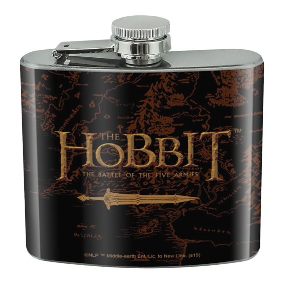 The Hobbit Battle of the Five Armies Logo Stainless Steel 5oz Hip Drink Kidney Flask