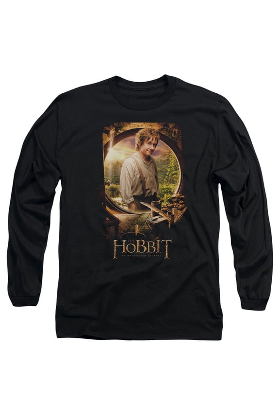 The Hobbit Bilbo Poster Long Sleeve Adult 18/1 T-Shirt Black