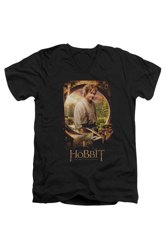 The Hobbit - Bilbo Poster - Slim Fit V Neck Shirt - Medium