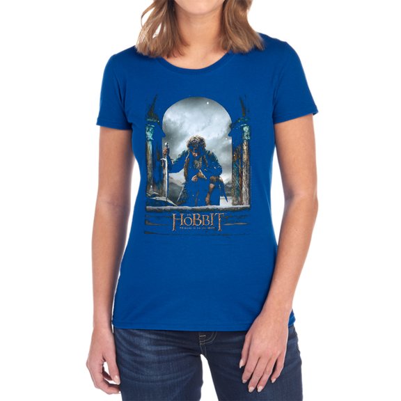 The Hobbit Bilbo Poster Women's T Shirt, Royal, Small