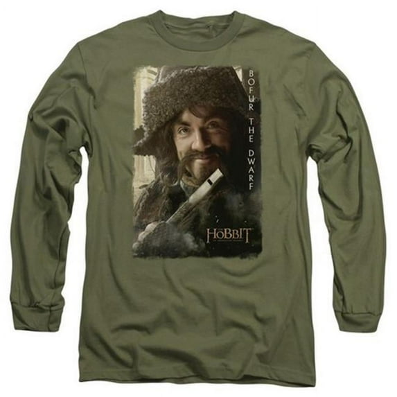 The Hobbit-Bofur Long Sleeve Adult 18-1 Tee - Military Green - Large