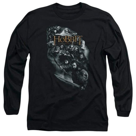 The Hobbit Cast Of Characters Long Sleeve Adult 18/1 T-Shirt Black