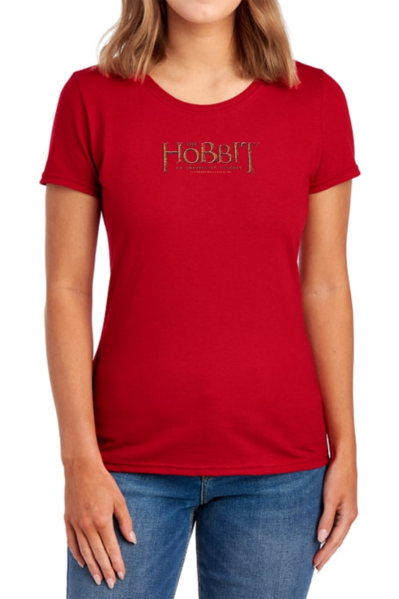 The Hobbit Distressed Logo Women's T Shirt, Red, Large