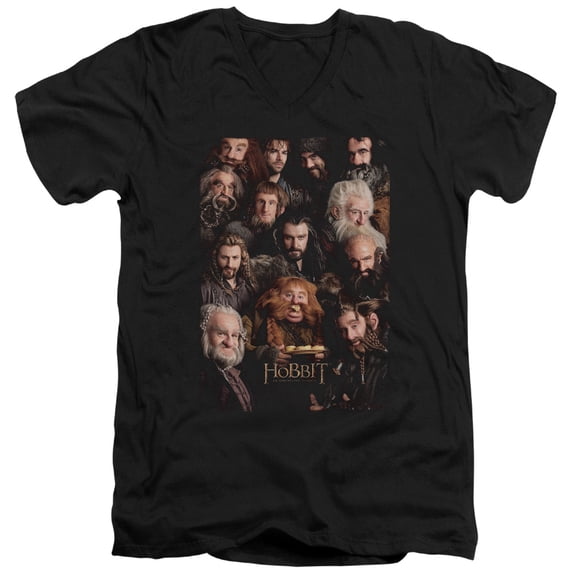 The Hobbit - Dwarves Poster - Slim Fit V Neck Shirt - Medium