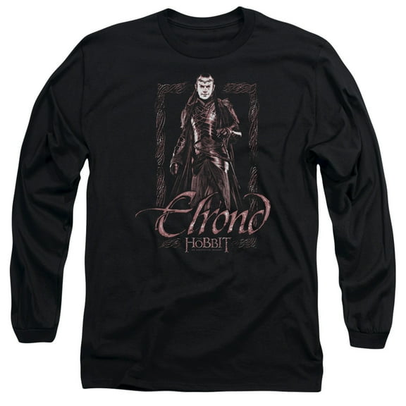The Hobbit Elrond Stare Long Sleeve Adult 18/1 T-Shirt Black