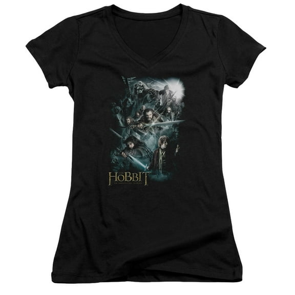 The Hobbit Epic Adventure Junior Women's V-Neck T-Shirt Black