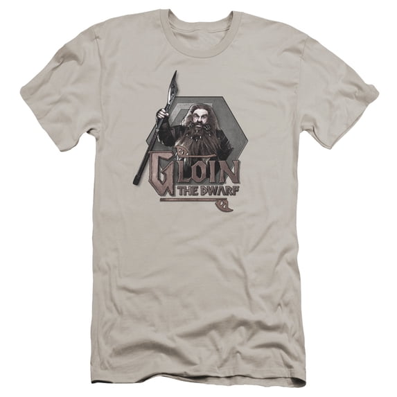 The Hobbit Gloin Premium Canvas Adult Slim Fit 30/1 T-Shirt Silver