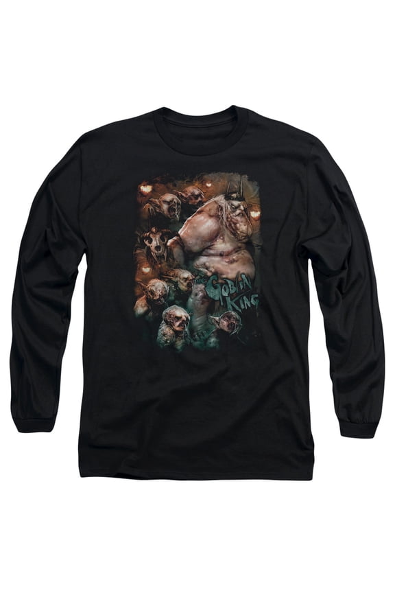 The Hobbit Goblin King Long Sleeve Adult 18/1 T-Shirt Black