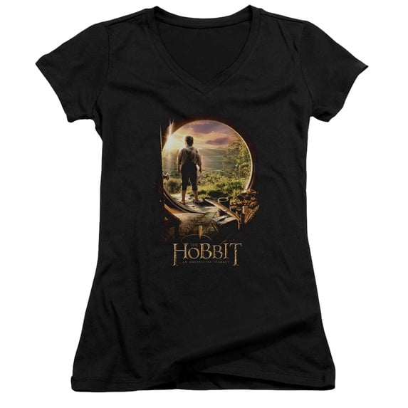 The Hobbit Hobbit In Door Junior Women's V-Neck T-Shirt Black