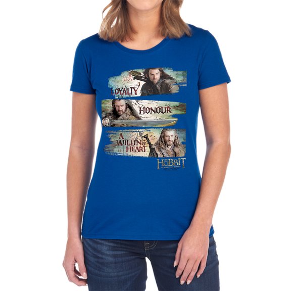The Hobbit Loyalty and Honour Women's T Shirt, Royal, Small