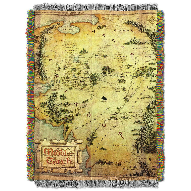 The Hobbit, Middle Earth Woven Tapestry Throw Blanket, 48 x 60