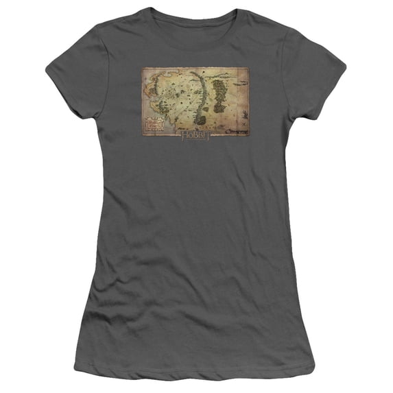 The Hobbit Middle Earth Map S/S Junior Women's T-Shirt Sheer Charcoal