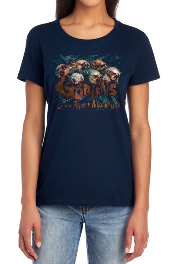 The Hobbit Misty Goblins Women's T Shirt, Navy, Large