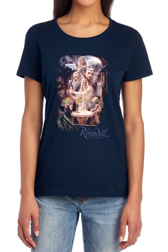 The Hobbit Rivendell Women's T Shirt, Navy, X-Large