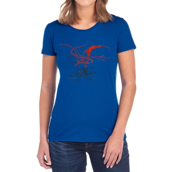 The Hobbit Smaug Women's T Shirt, Royal, 2X-Large