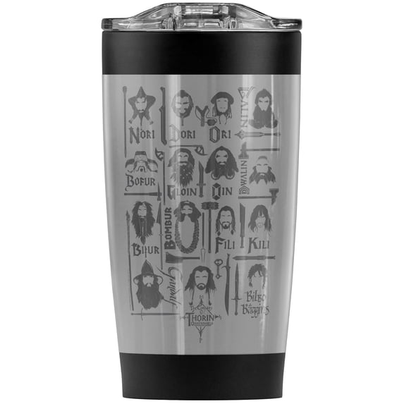 The Hobbit/The Company Of Thorin Oakenshield Stainless Steel Tumbler 20 oz Coffee Travel Mug/Cup, Vacuum Insulated & Double Wall with Leakproof Sliding Lid | Great for Hot Drinks and Cold Beverages