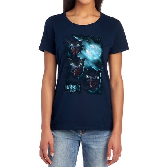 The Hobbit Three Warg Moon Women's T Shirt, Navy, X-Large